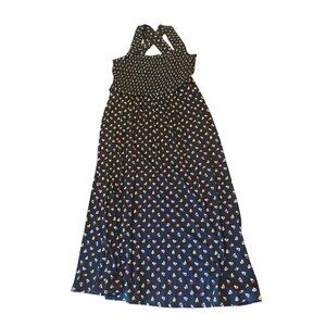 Boden Black Sleeveless Floral Midi Dress Size 10R Cottage Country Summer Coastal